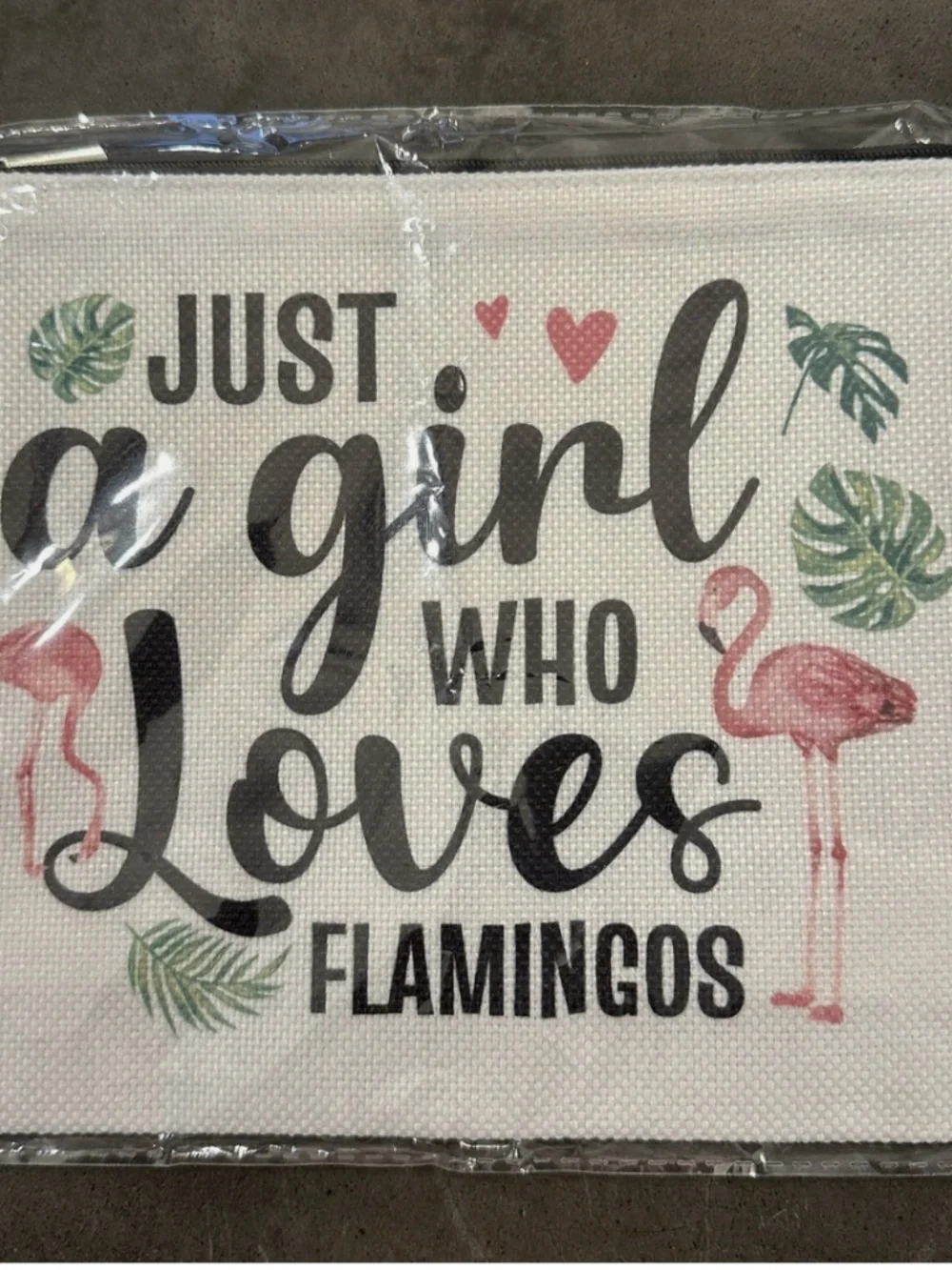 Just A Girl Who Loves Flamingos Makeup Bag Cosmetic Toiletry Pouch NEW!!